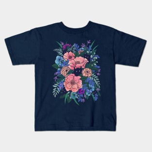 Wild Flowers (on Blue) Kids T-Shirt